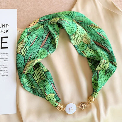 Women's Square Scarf with Magnetic Buckle - Versatile Summer Luxury Scarf/Necklace