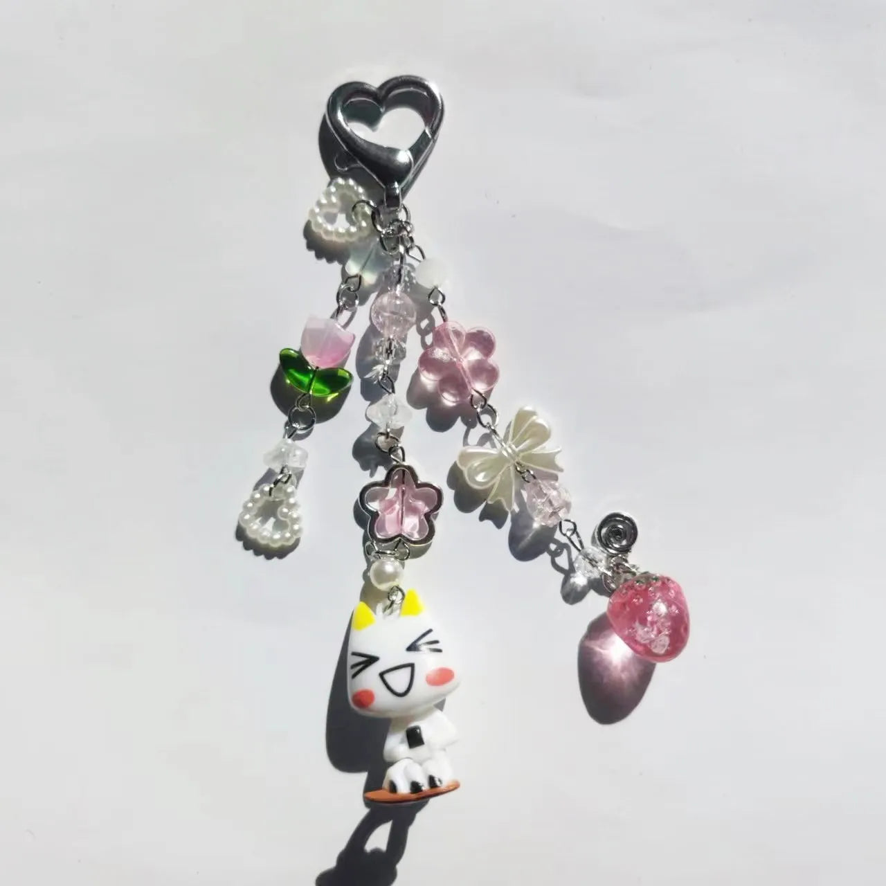Porte-Clés Kawaii Perles Fraise Animé – Charm Sac Y2K Mignon