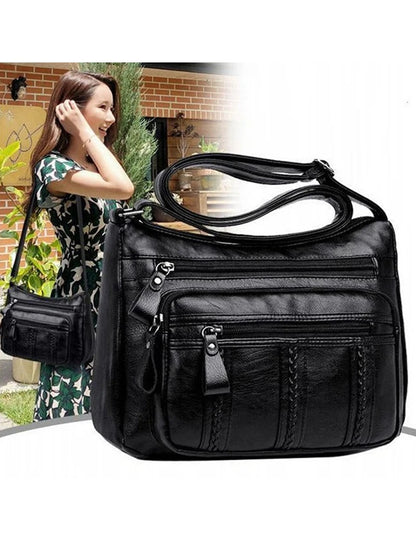 Sac Bandoulière Femme Cuir PU Multi-Poches - Sac à Main Crossbody Élégant