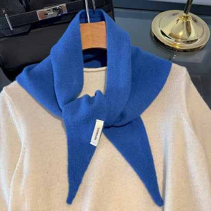 Foulard Triangle Laine 100% Femme - Écharpe Tricotée Style Britannique Coréen Multifonction
