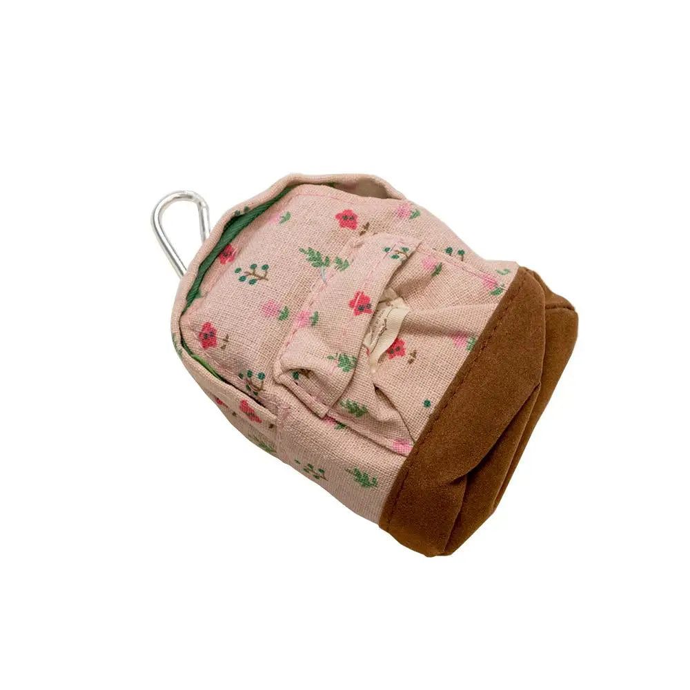 Porte-Monnaie Kawaii Toile Motif Floral - Mini Pochette Zip pour Clés et Cartes