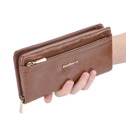 Portefeuille Femme Cuir PU Multi-Fonctions - Pochette Clutch Porte-Cartes Téléphone