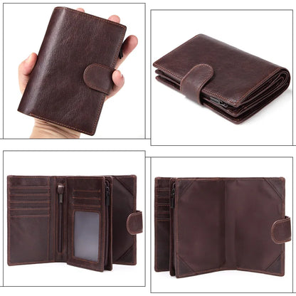 Portefeuille Homme Court Cuir Véritable Luxe - Porte-Cartes ID Multifonction Unisexe