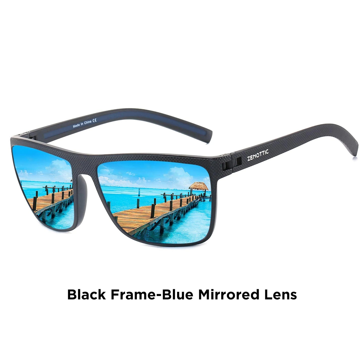 ZENOTTIC Lunettes de Soleil Polarisées Carrées — TR-90 Léger, UV400, Unisexe