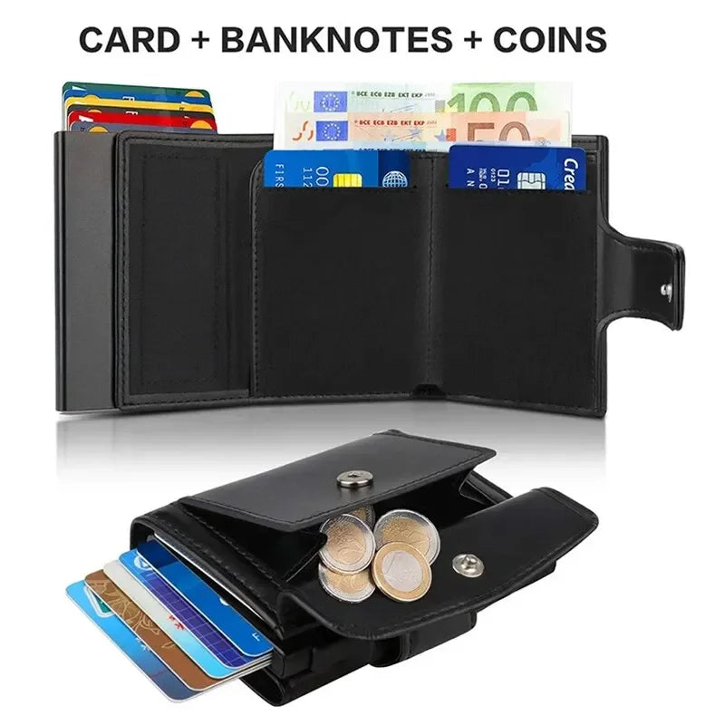 Portefeuille Homme RFID Cuir Microfibre - Porte-Cartes Trifold Slim