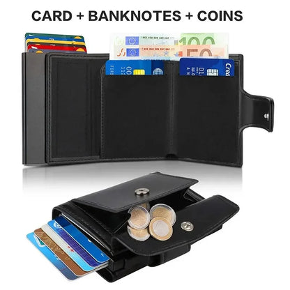 Portefeuille Homme RFID Cuir Microfibre - Porte-Cartes Trifold Slim
