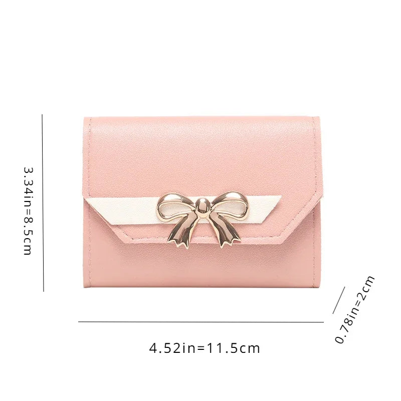 Portefeuille Femme Court Nœud Pliable - Clutch Bag Porte-Cartes Cuir PU Fashion