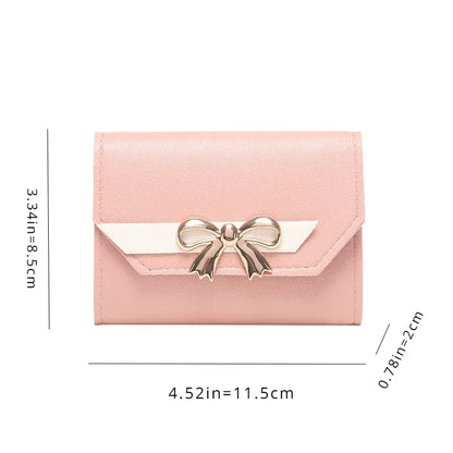 Portefeuille Femme Court Nœud Pliable - Clutch Bag Porte-Cartes Cuir PU Fashion