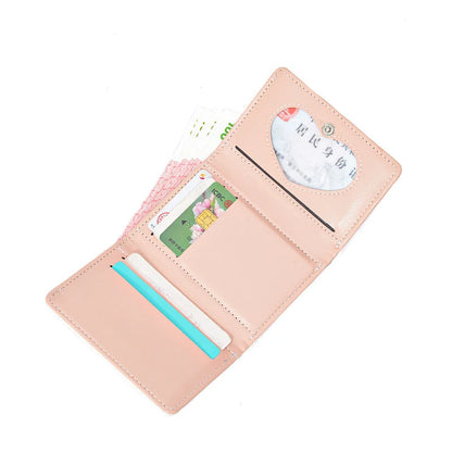 Portefeuille Femme Court Broderie Étoile Hasp - Porte-Monnaie Cute Pliable Porte-Carte Clutch Petit