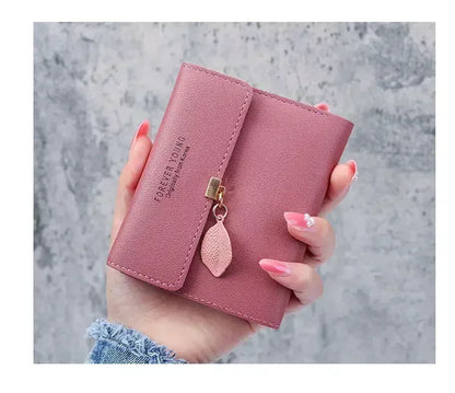Portefeuille Femme Court Trifold Cuir PU Pompon - Clutch Coin Purse Hasp Luxe Fashion Tendance Violet