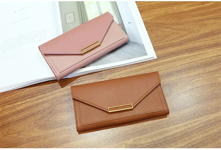 Portefeuille Femme Cuir Long Fashion Hasp - Clutch Wallet Cartera Mujeres avec Poche Téléphone