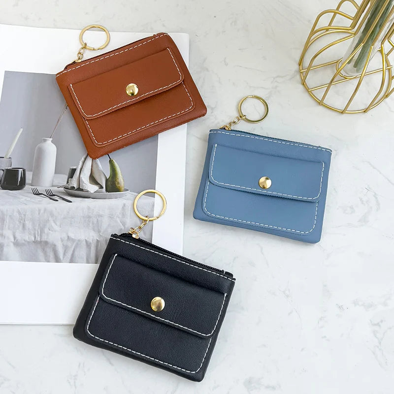 Portefeuille Femme RFID Blocking Trifold Multi-Cartes - Porte-Monnaie Zippé Porte-Clés Sécurisé