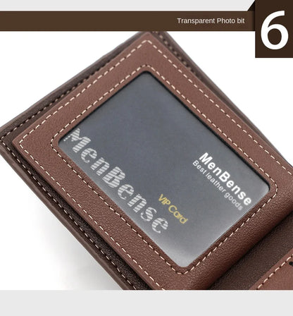 Portefeuille Homme Cuir PU avec Fermoir - Porte-Cartes Business Compact
