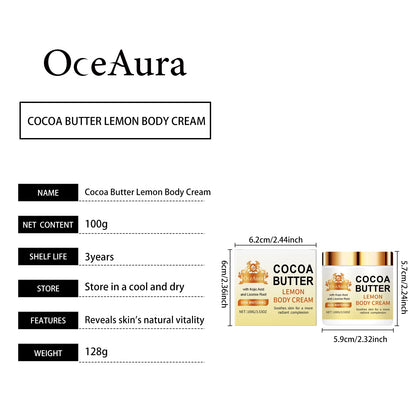 Crème Visage Citron Beurre de Cacao - Hydratante Réparatrice Nourrissante Éclaircissante Soin Beauté
