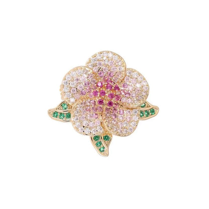 Broche Florale Romantique – Pin Élégant Rose Pivoine Iris