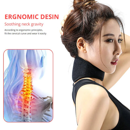 Ceinture Chauffante Magnétique Cou Tourmaline - Masseur Thermique Cervicales Douleurs Support