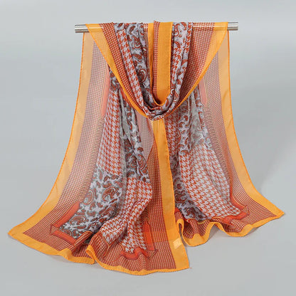 Foulard Soie Mousseline Luxe Femme - Écharpe Tête Plage Bandana Hijab Été