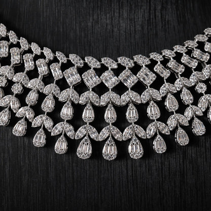 Parure Mariée Complète Zircon Cubique – Collier Boucles Bracelet Bague