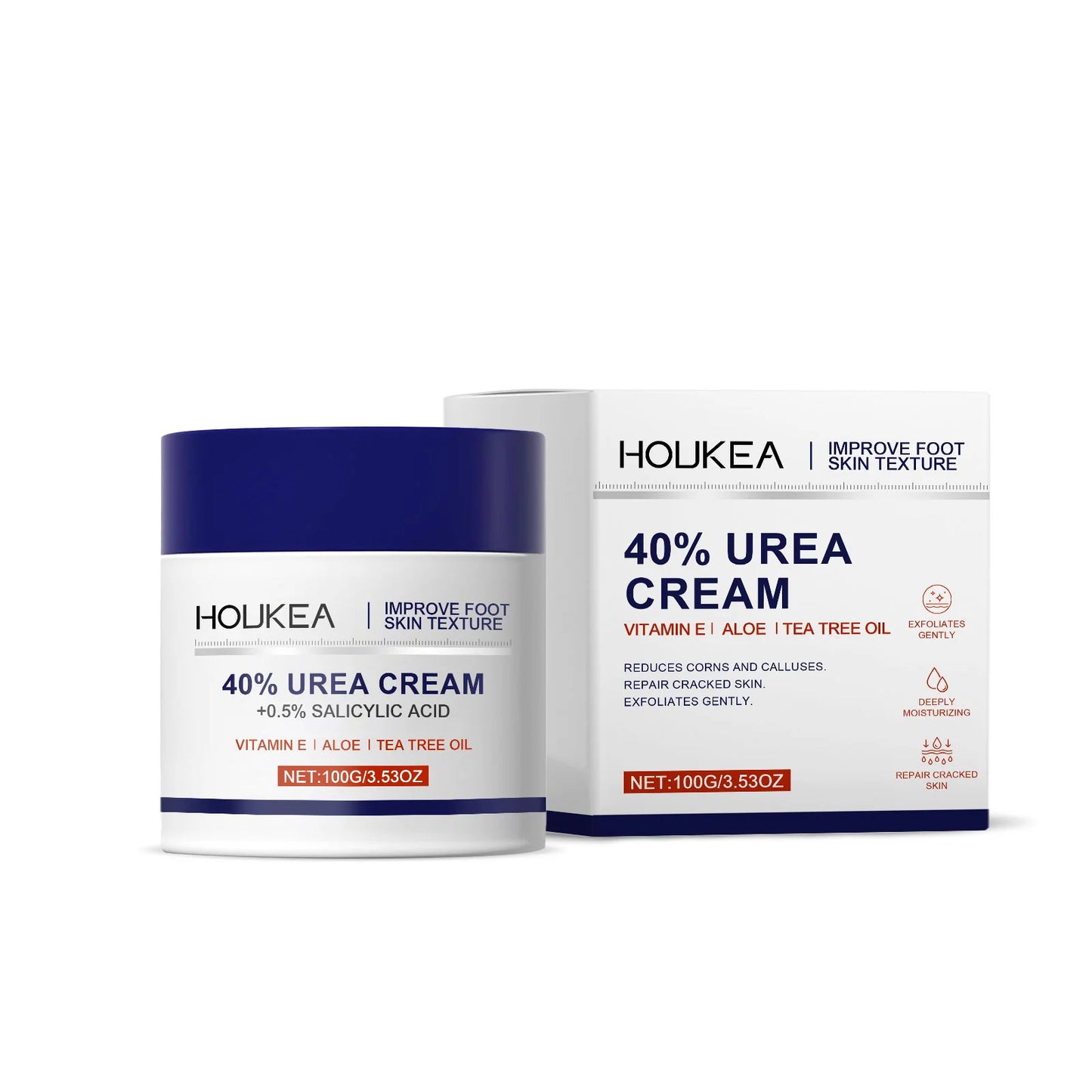 Crème Pieds Urée 40% + Acide Salicylique 0.5% 2pcs - Talons Fissurés Callosités Exfoliante Hydratante