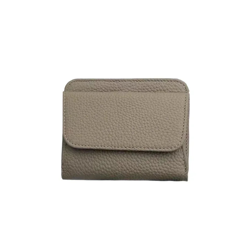 Portefeuille Femme Cuir Véritable Pliable Simple - Porte-Monnaie Multifonction Coin Bag Petit Money Bag