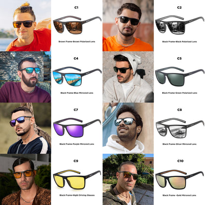 ZENOTTIC Lunettes de Soleil Polarisées Carrées — TR-90 Léger, UV400, Unisexe