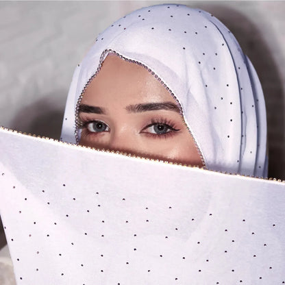 Hijab Mousseline Chaîne Strass - Voile Long Élégant Femme