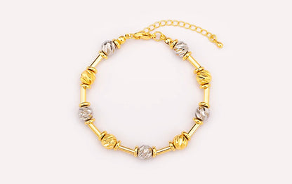 Bracelet Perles CZ Fait Main Ajustable – Chaîne Cuivre Polyvalent Femme