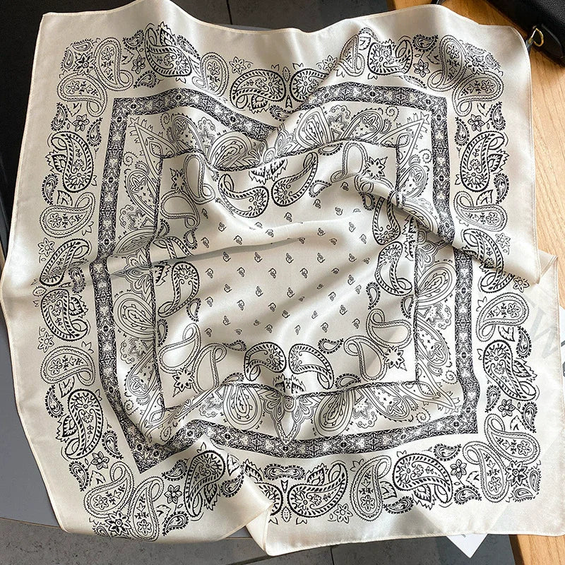 Foulard Carré Soie Naturelle 100% 65cm Femme - Bandana Headscarf Neckerchief Châle Luxe