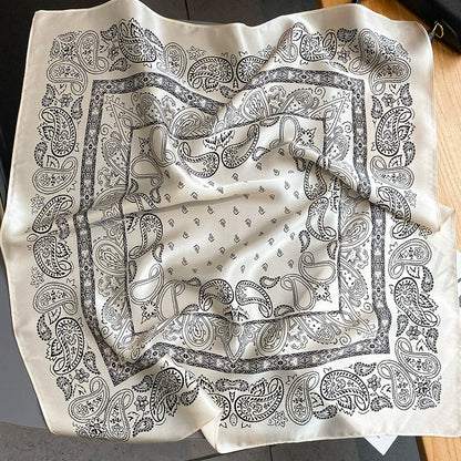Foulard Carré Soie Naturelle 100% 65cm Femme - Bandana Headscarf Neckerchief Châle Luxe