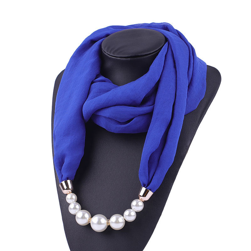 Foulard Collier Pendentif Couleur Unie Femme - Écharpe Neckerchief Bijou Hijab Accessoire