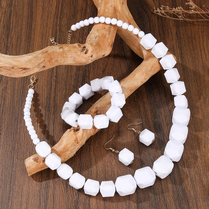 Ensemble Bijoux Perles Blanches – Collier Boucles Bracelet Vintage