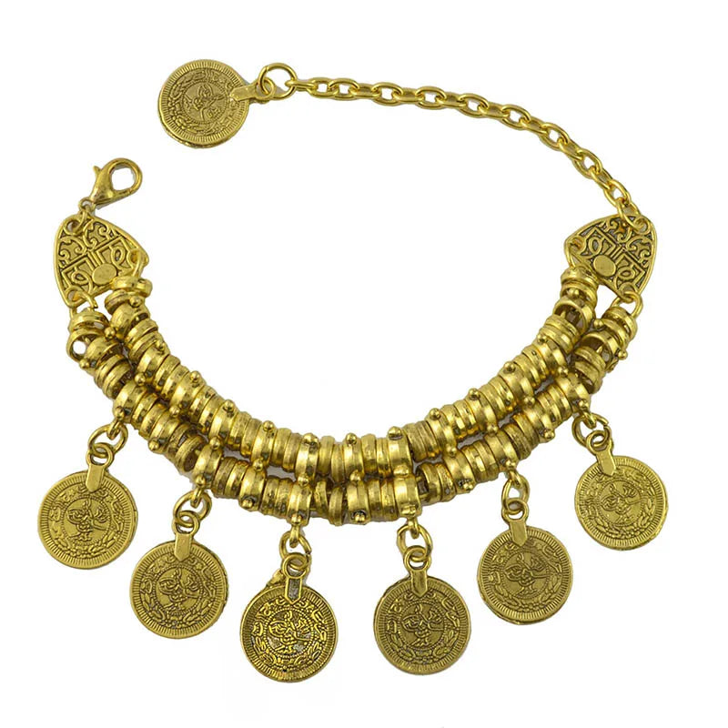 Bracelet Cheville Bohème Pièces Vintage – Double Usage Ajustable Femme