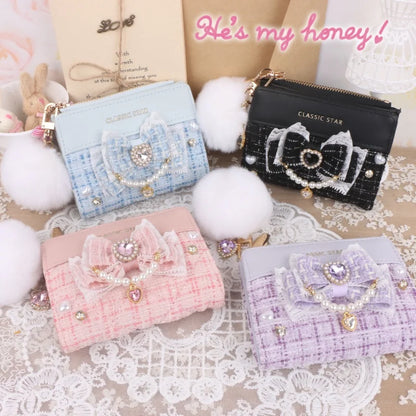 Portefeuille Femme Lolita Mignon Cuir PU - Court Porte-Cartes Monnaie Kawaii Cadeau Fille