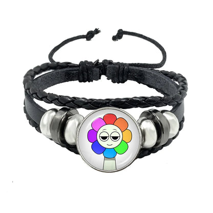 Bracelet Sprunki Incredibox Personnage Anime – Cuir Multicouche Tressé Fait Main