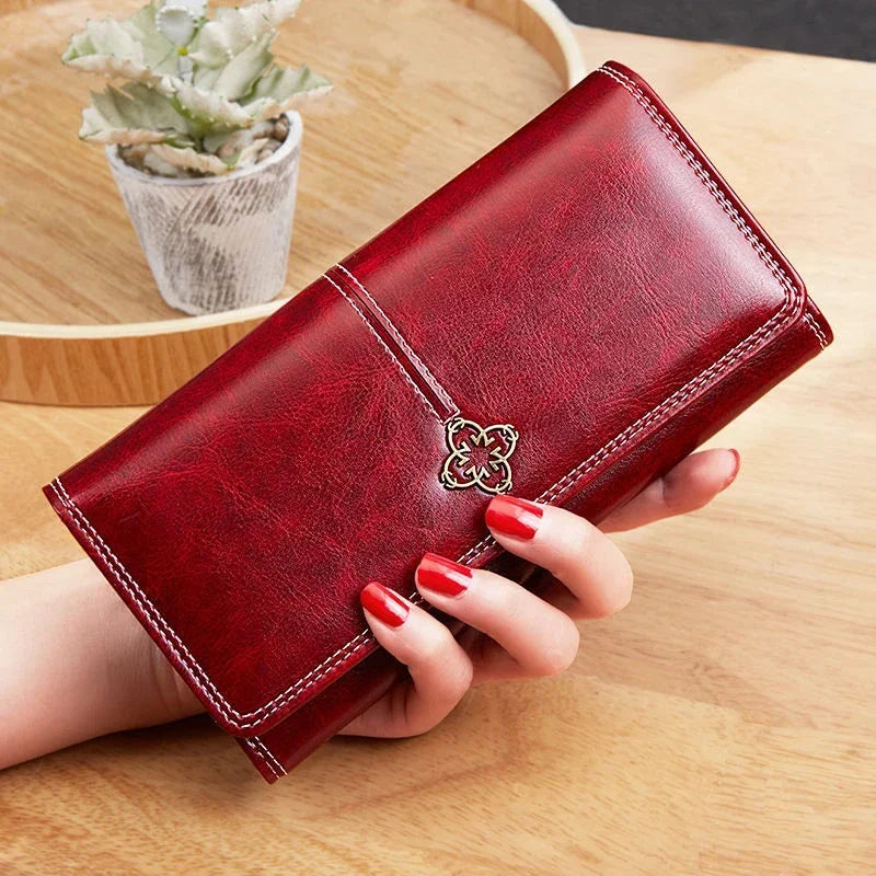 Portefeuille Femme Long Cuir PU - Porte-Cartes Classique avec Fermeture Éclair