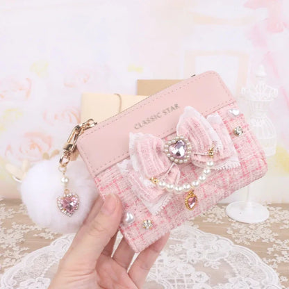 Portefeuille Femme Lolita Mignon Cuir PU - Court Porte-Cartes Monnaie Kawaii Cadeau Fille