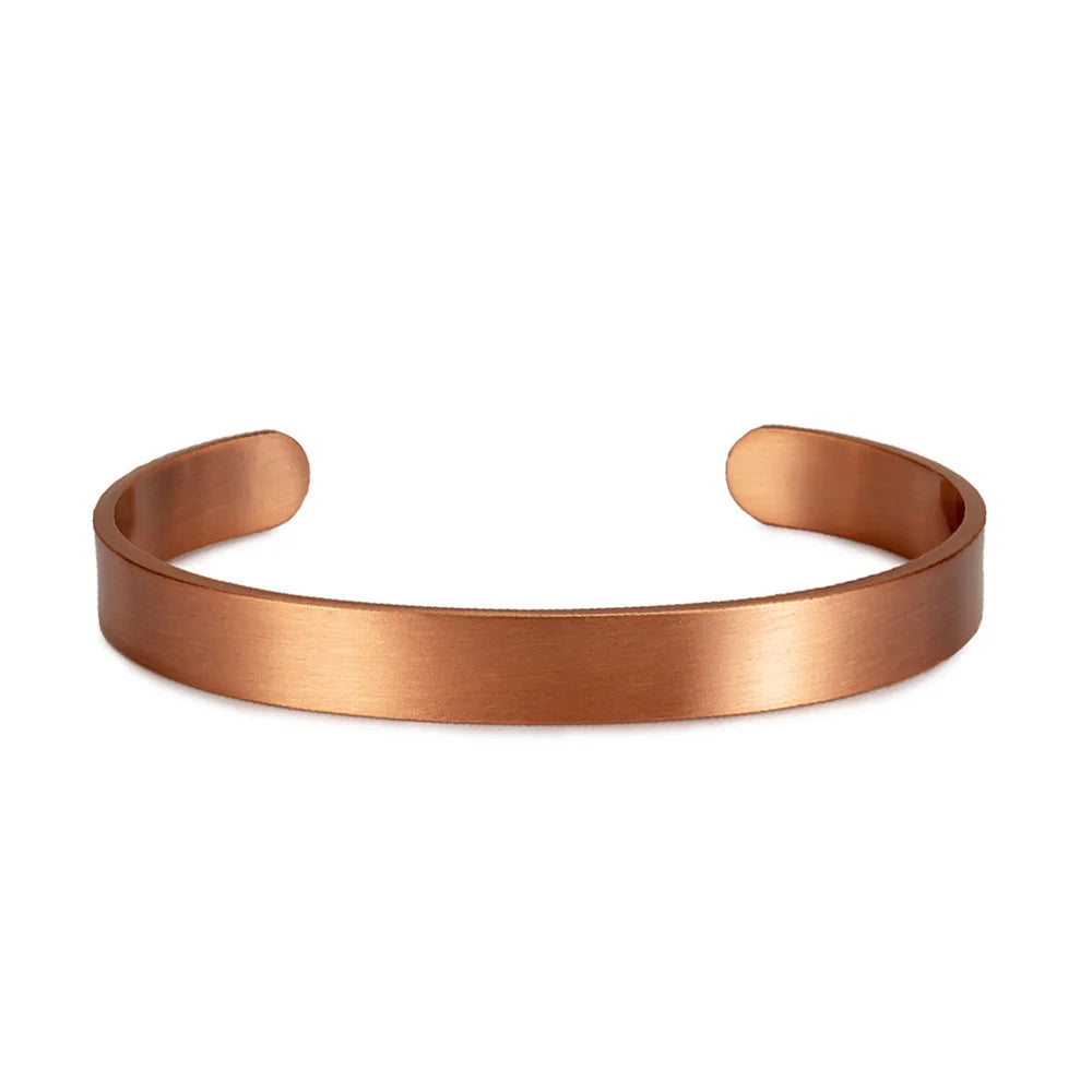 Bracelet Manchette Cuivre Pur Mat – Ouvert Ajustable 9,5mm, Unisexe