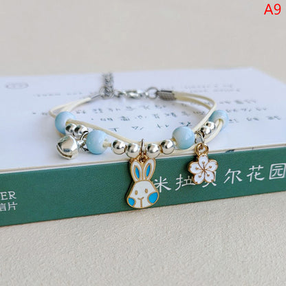 Bracelet Lapin Cartoon Mignon Simple Cristaux – Charm Perles Ajustable Enfants Amies