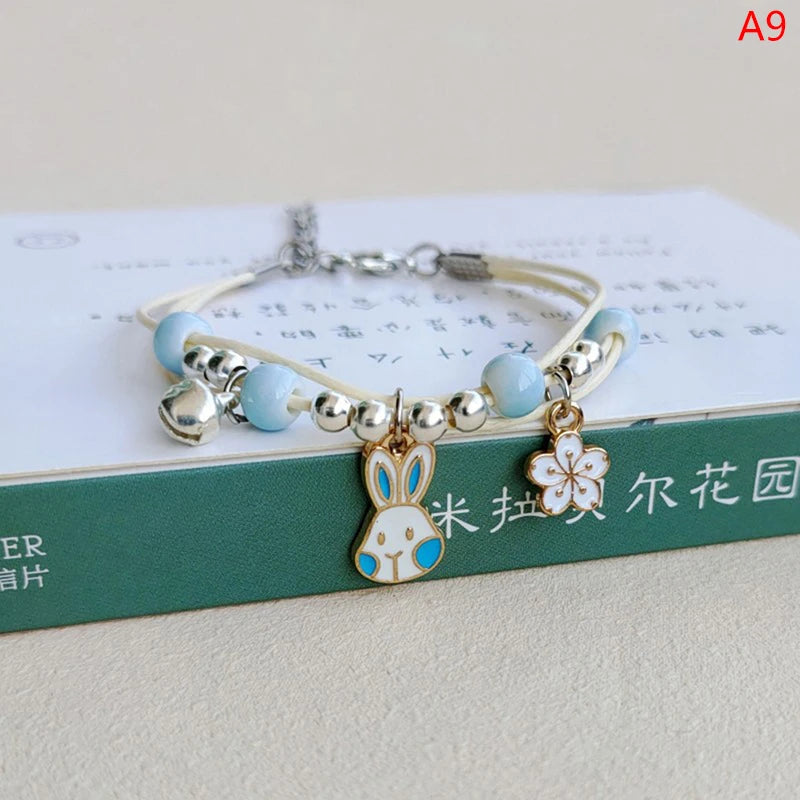 Bracelet Lapin Cartoon Mignon Simple Cristaux – Charm Perles Ajustable Enfants Amies