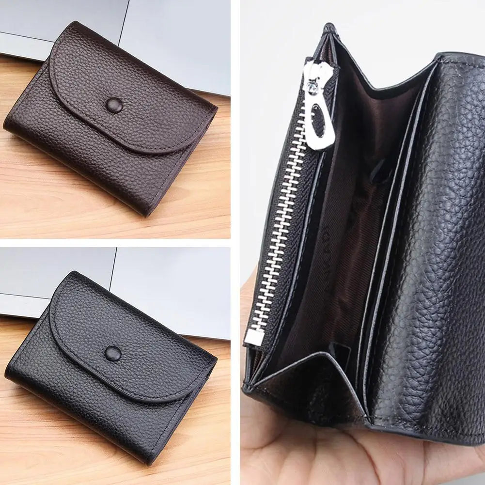 Portefeuille Femme Cuir PU Porte-Carte Compact - Petit Porte-Monnaie Clutch Portable Sac Fashion Noir