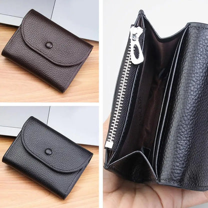 Portefeuille Femme Cuir PU Porte-Carte Compact - Petit Porte-Monnaie Clutch Portable Sac Fashion Noir