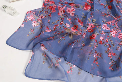 Foulard Écharpe Mousseline Fleur Prunier Femme - Bandana Châle Été Protection Solaire Plage