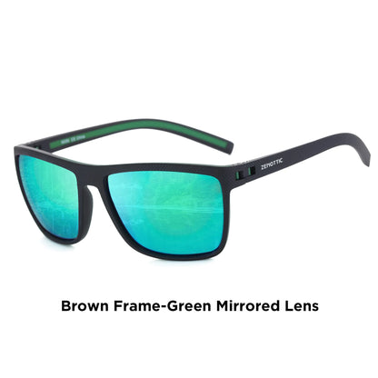 ZENOTTIC Lunettes de Soleil Polarisées Carrées — TR-90 Léger, UV400, Unisexe
