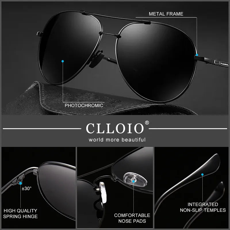 Lunettes Soleil Photochromiques Polarisées Titane CLLOIO Homme Femme - UV400 Anti-Éblouissement Conduite Sport