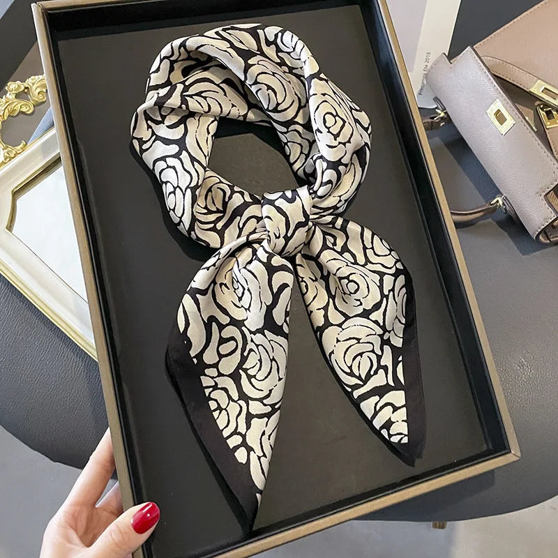 Foulard Carré Soie Naturelle 100% 65cm Femme - Bandana Headscarf Neckerchief Châle Luxe