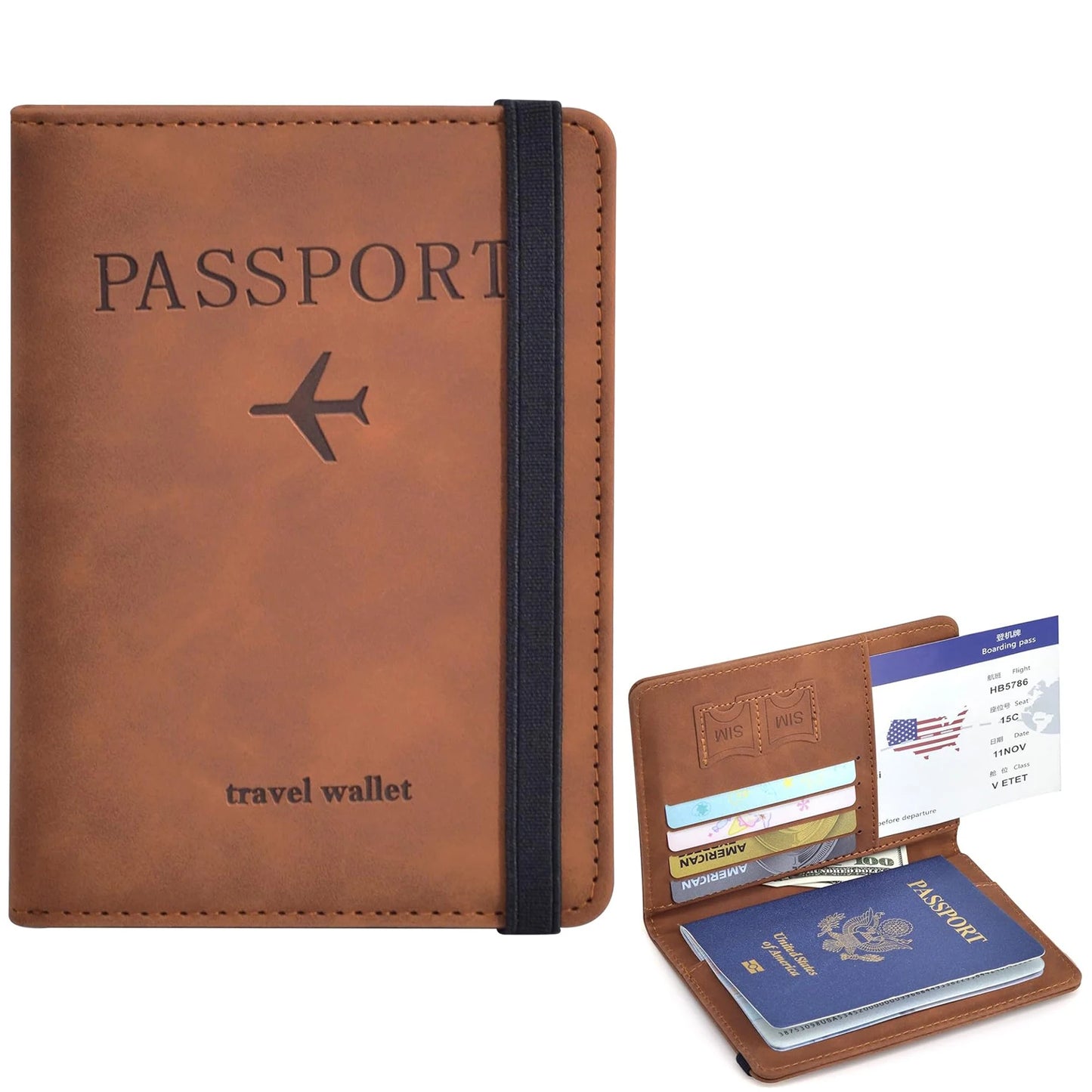 Porte-Passeport Voyage Cuir - Étui Passeport Organisateur Accessoires Voyage pour Femme Homme