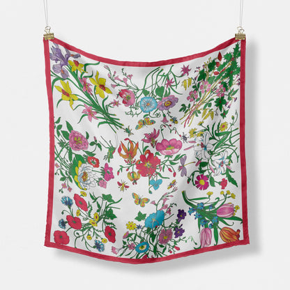 Foulard Carré Mousseline 70x70cm Femme - Écharpe Soie Imprimé Tête Cheveux Kerchief Mode