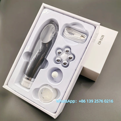 Appareil Nettoyage Facial 4-en-1 Silicone - Brosse Électrique Lifting Visage Anti-Âge Rose