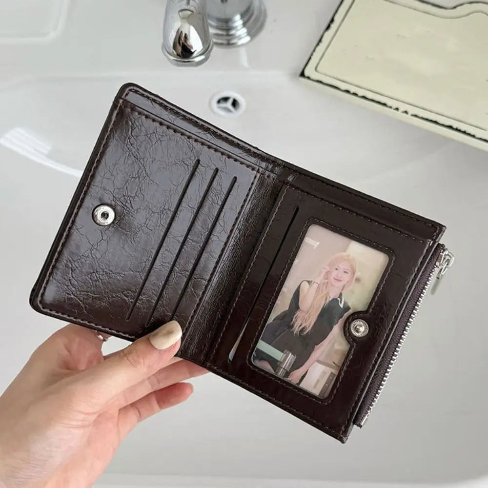 Portefeuille Court Ultra-Mince Cuir PU - Pochette Clutch Zip Multifonction Unisexe