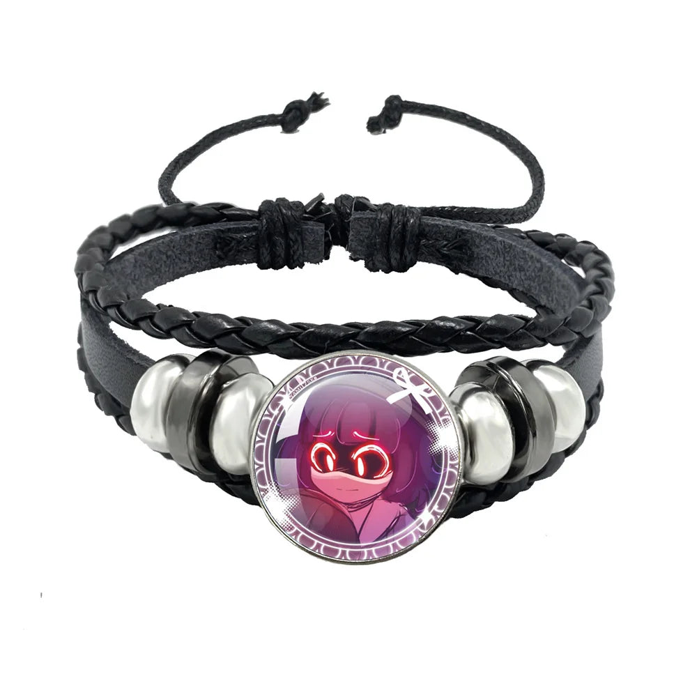 Bracelet Murder Drones Uzi x N – Cabochon Verre Cuir Ajustable Fan Art